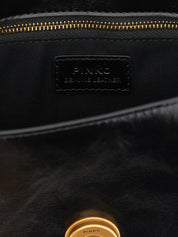 PINKO Black Calfskin Mini Shoulder Bag