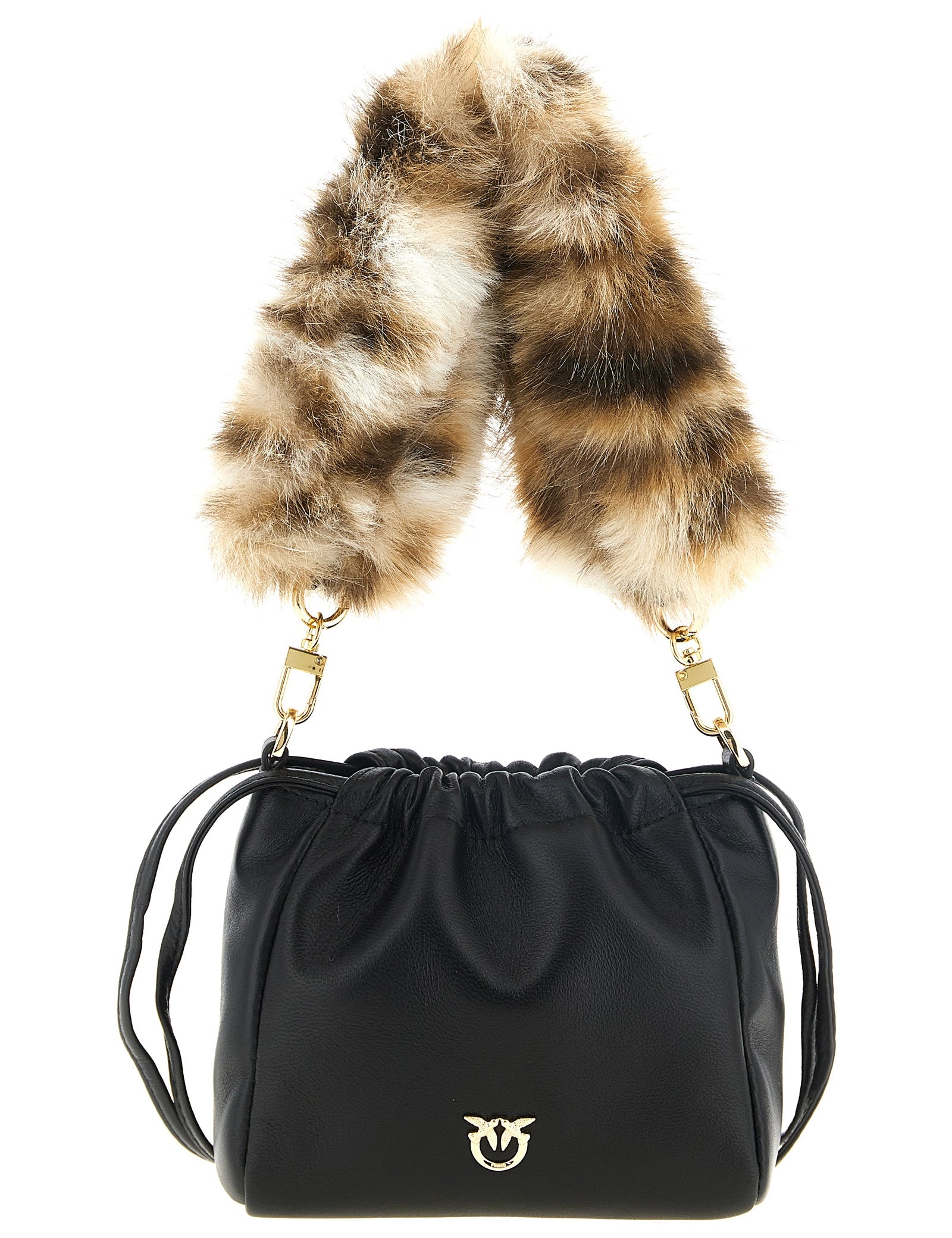 PINKO Black Lambskin Shoulder Bag