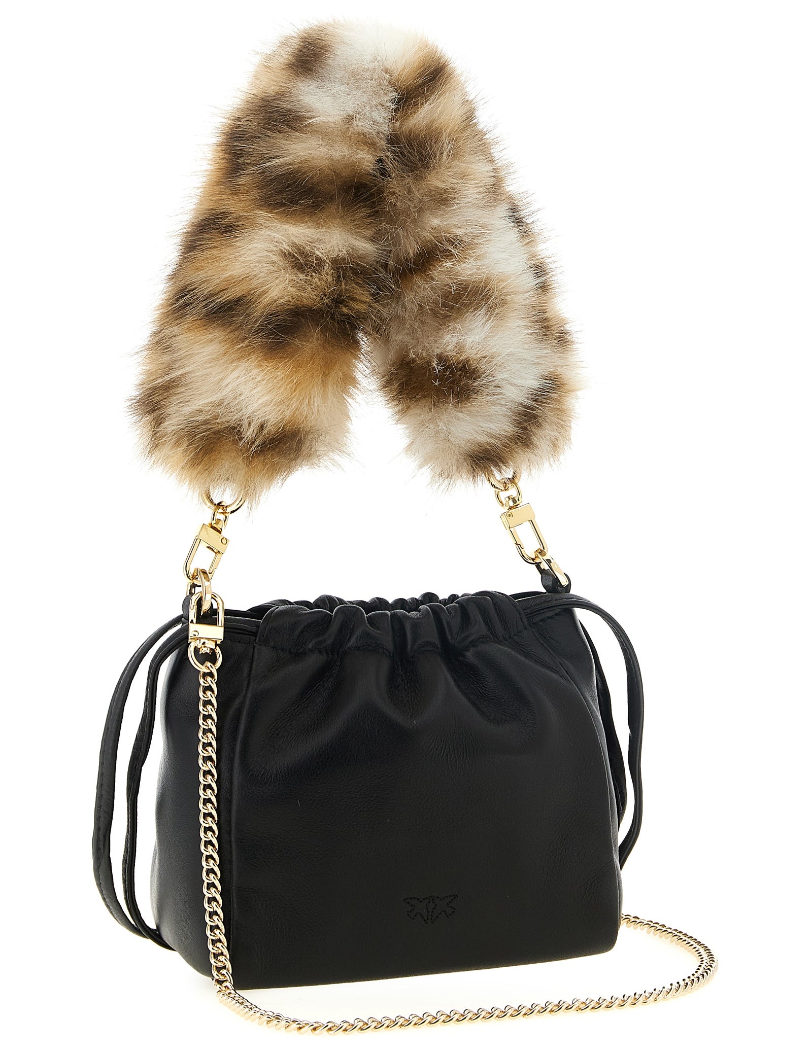 PINKO Black Lambskin Shoulder Bag