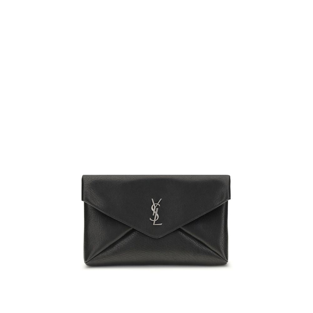 Saint Laurent Black Calf Leather Clutches