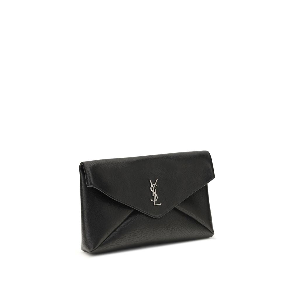 Saint Laurent Black Calf Leather Clutches