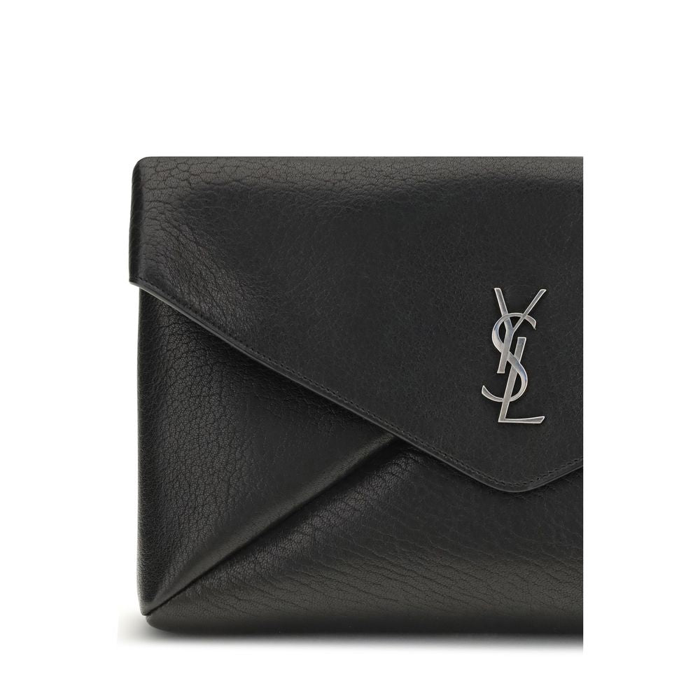 Saint Laurent Black Calf Leather Clutches