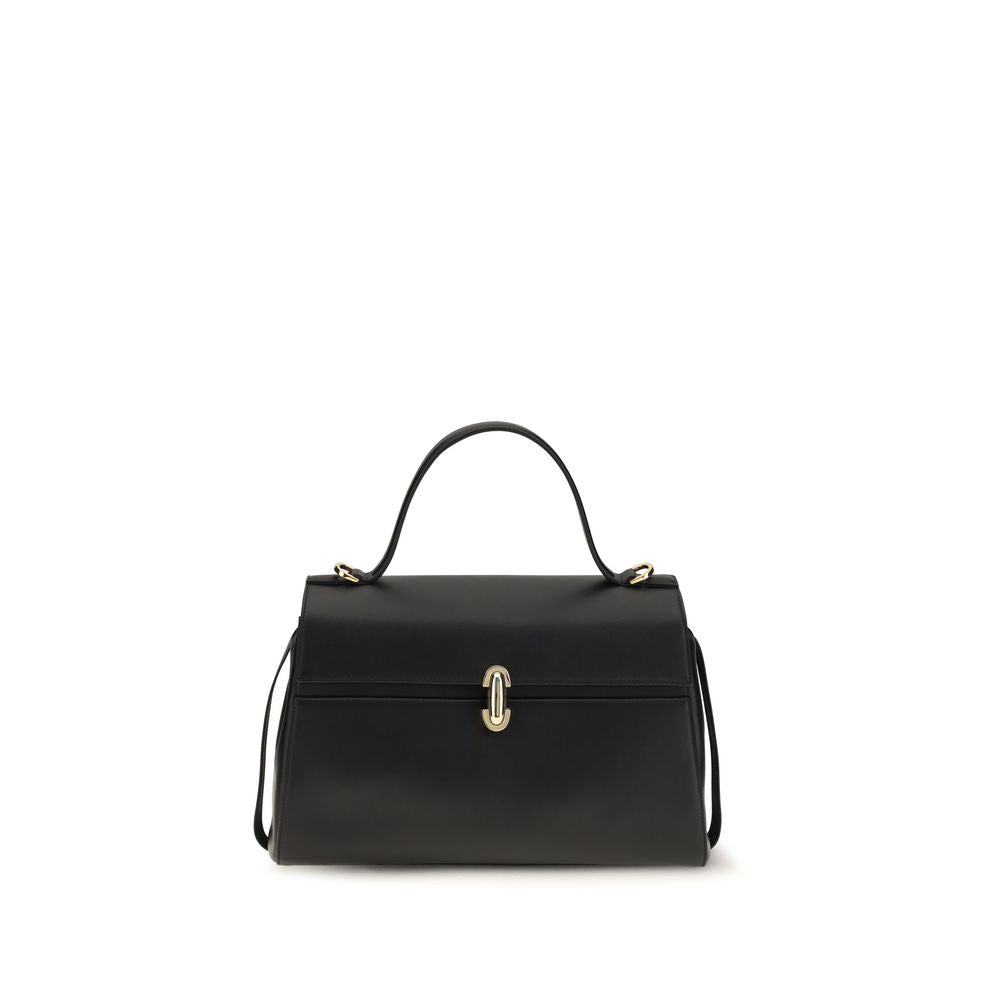 Savette Black Calf Leather Shoulder Bag