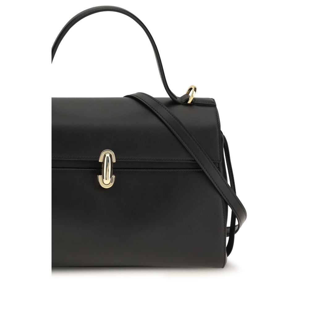 Savette Black Calf Leather Shoulder Bag