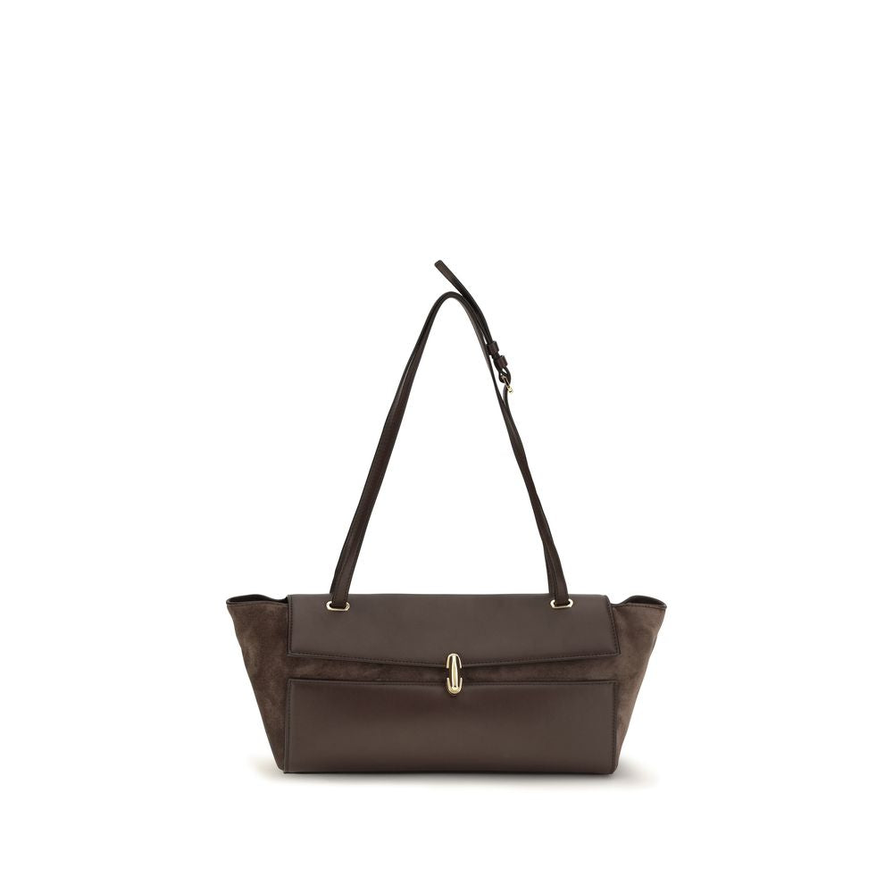 Savette Brown Calf Leather Shoulder Bag