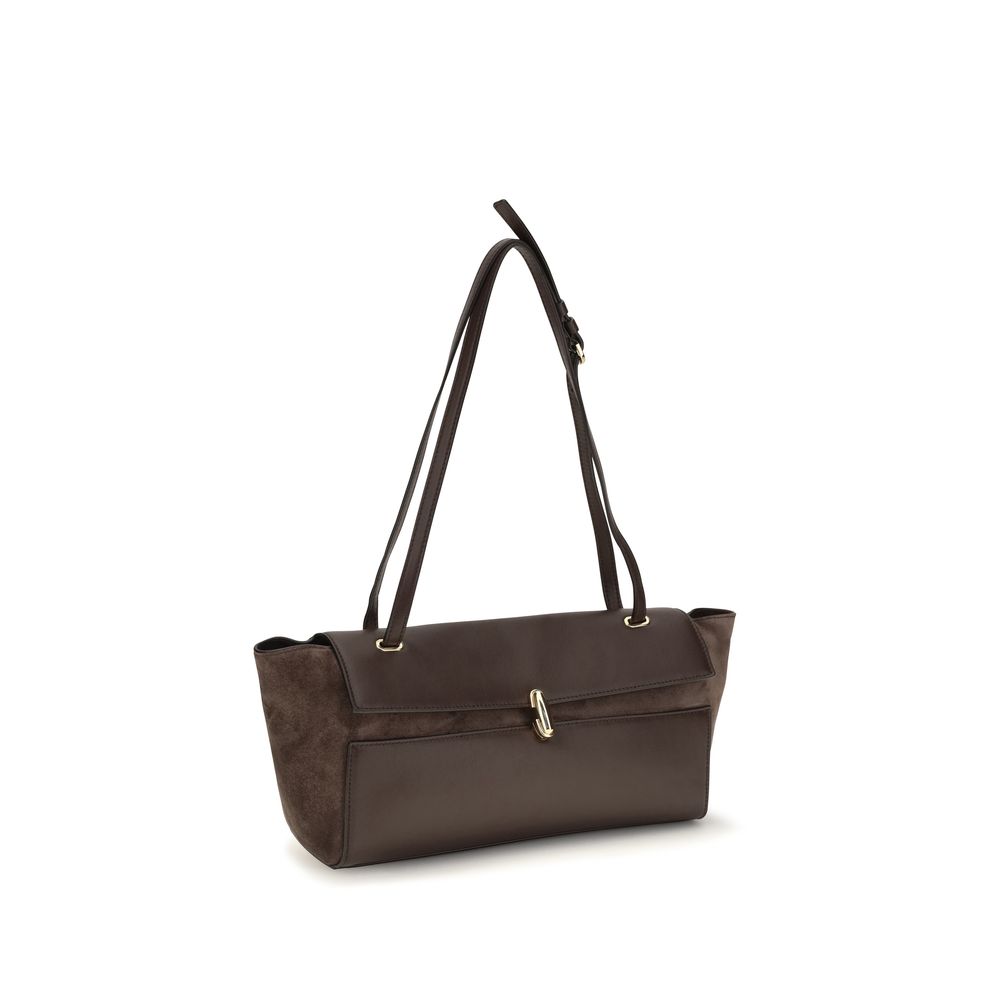 Savette Brown Calf Leather Shoulder Bag