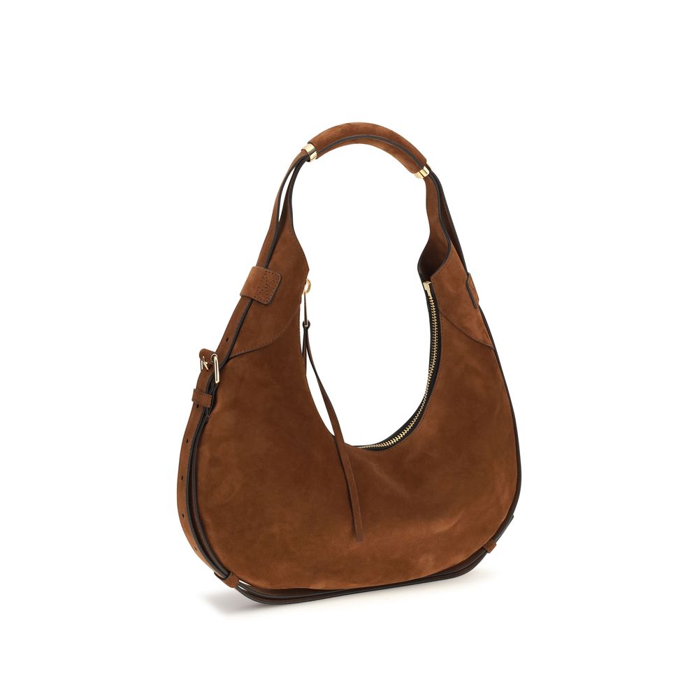 Moschino Brown Suede Shoulder Bag