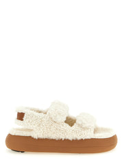 Moon Boot White Lambskin Flat Sandals