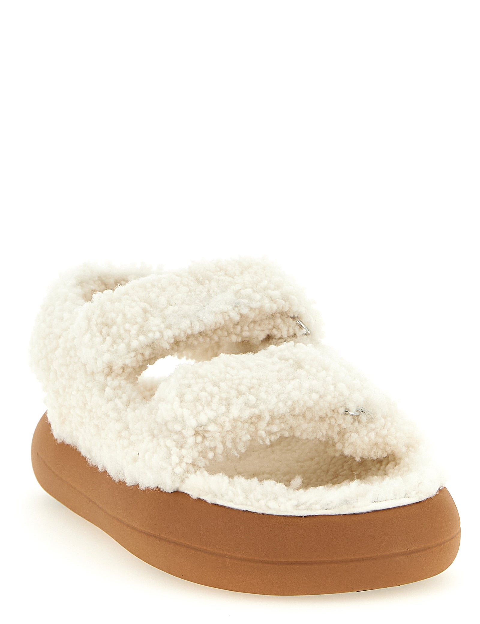 Moon Boot White Lambskin Flat Sandals