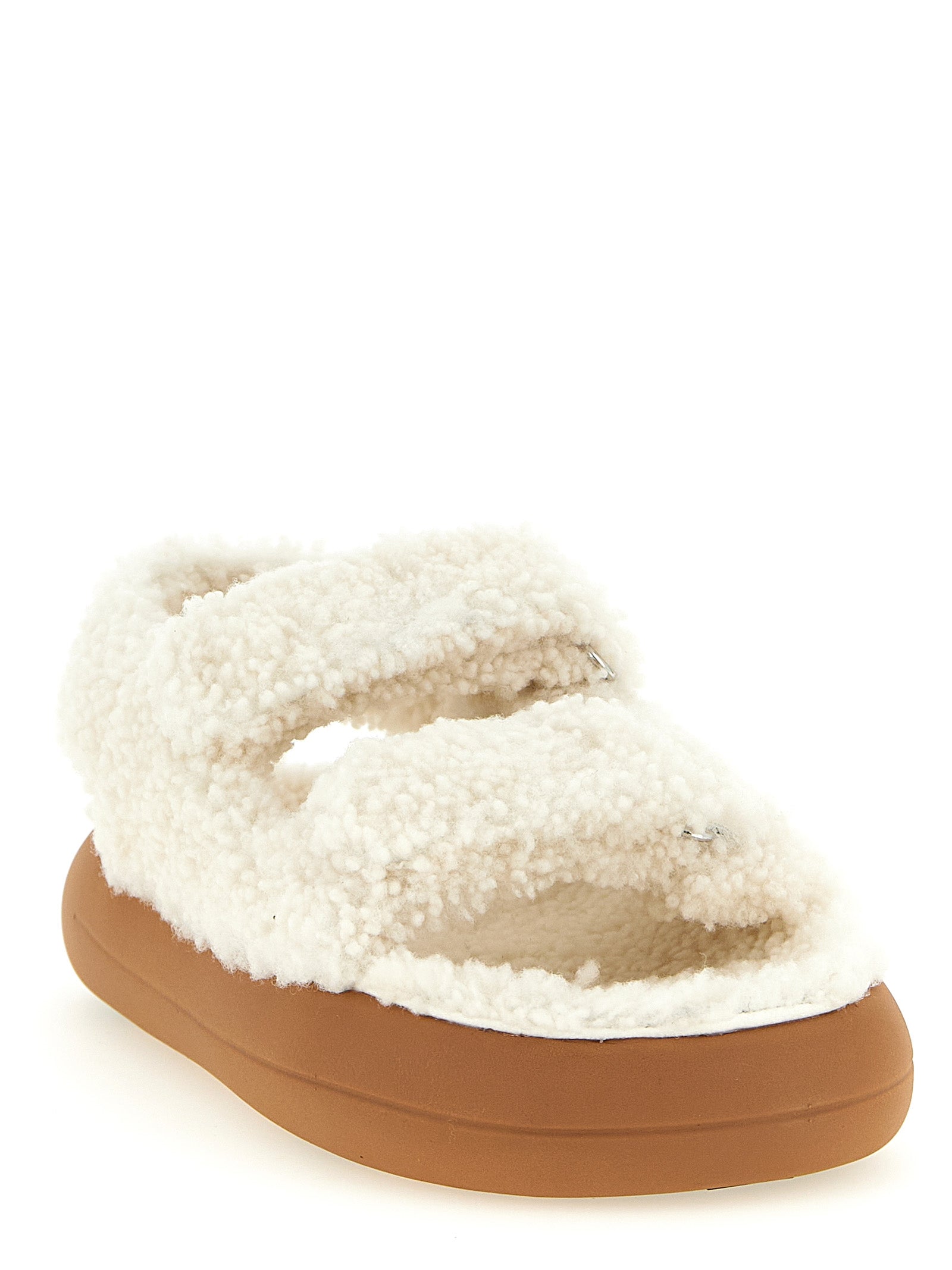 Moon Boot White Lambskin Flat Sandals