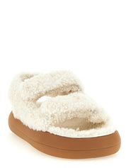 Moon Boot White Lambskin Flat Sandals