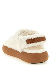 Moon Boot White Lambskin Flat Sandals