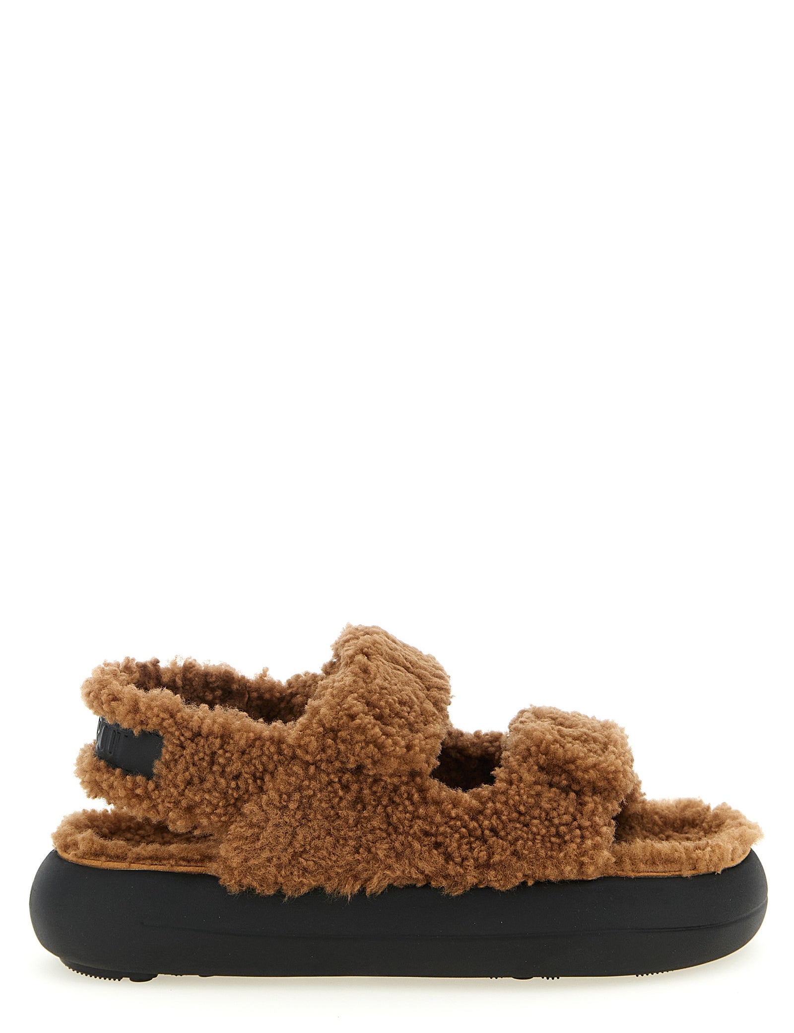 Moon Boot Brown Sheepskin Leather Shearling Sandals
