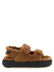 Moon Boot Brown Sheepskin Leather Shearling Sandals