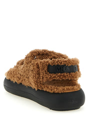 Moon Boot Brown Sheepskin Leather Shearling Sandals