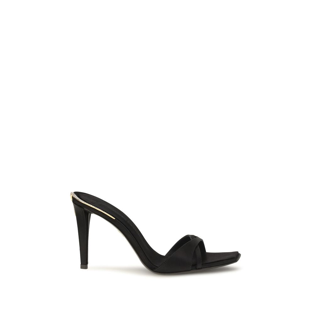 Giuseppe Zanotti Black Silk Satin Mules Sandals