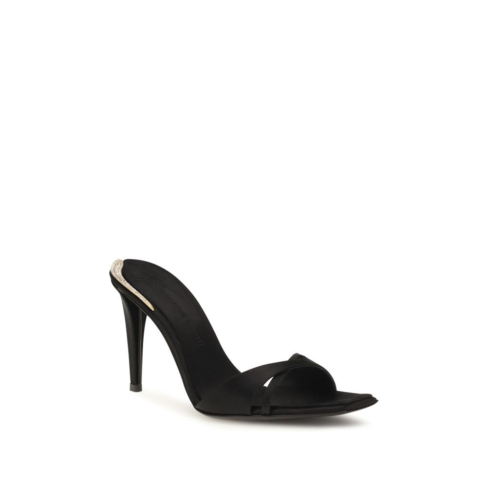 Giuseppe Zanotti Black Silk Satin Mules Sandals