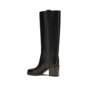 Brunello Cucinelli Black Calf Leather High Heel Boots