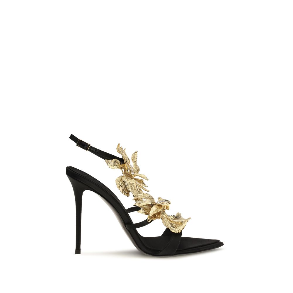 Giuseppe Zanotti Black Viscose & Silk Stiletto Heel Sandals