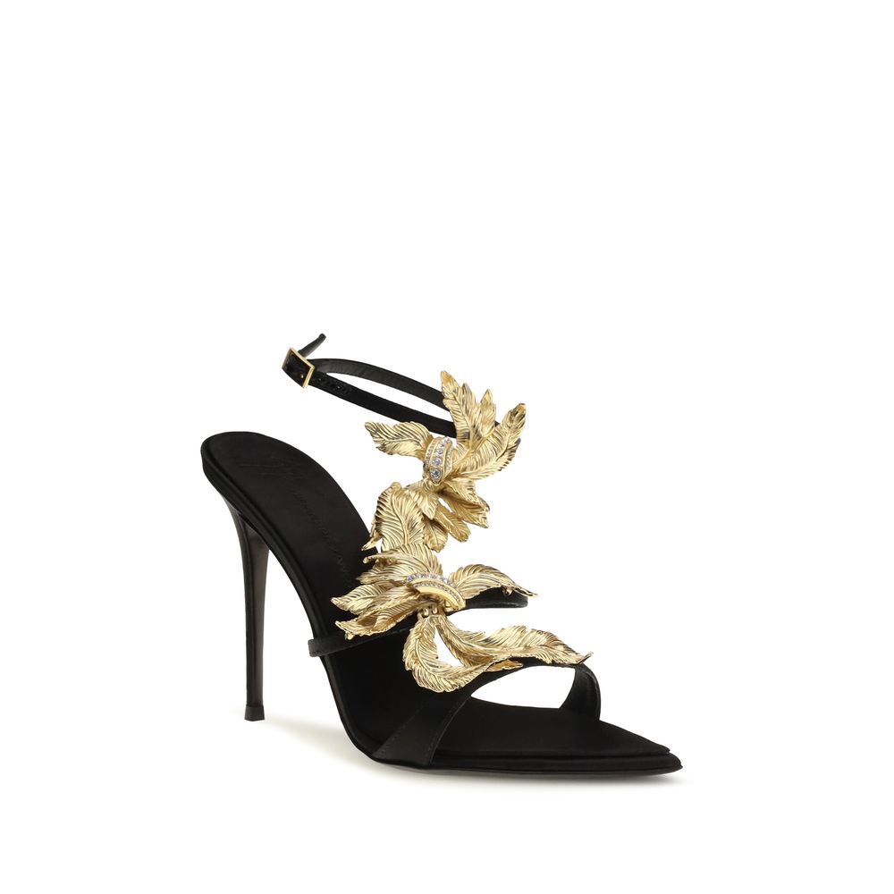 Giuseppe Zanotti Black Viscose & Silk Stiletto Heel Sandals