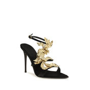 Giuseppe Zanotti Black Viscose & Silk Stiletto Heel Sandals