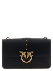 PINKO Black Goat Leather Crossbody Bag