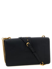 PINKO Black Goat Leather Crossbody Bag