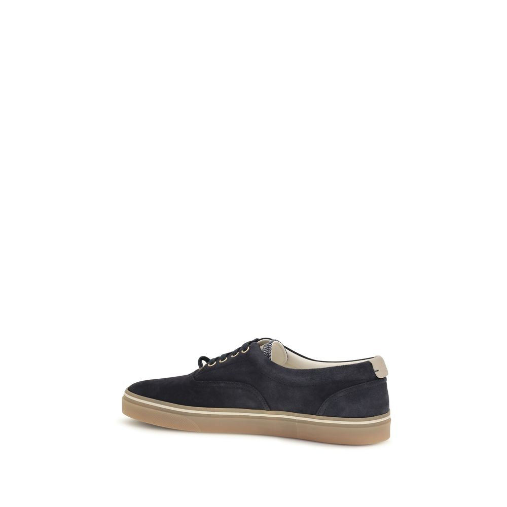 Brunello Cucinelli Blue Suede Low Top Sneakers