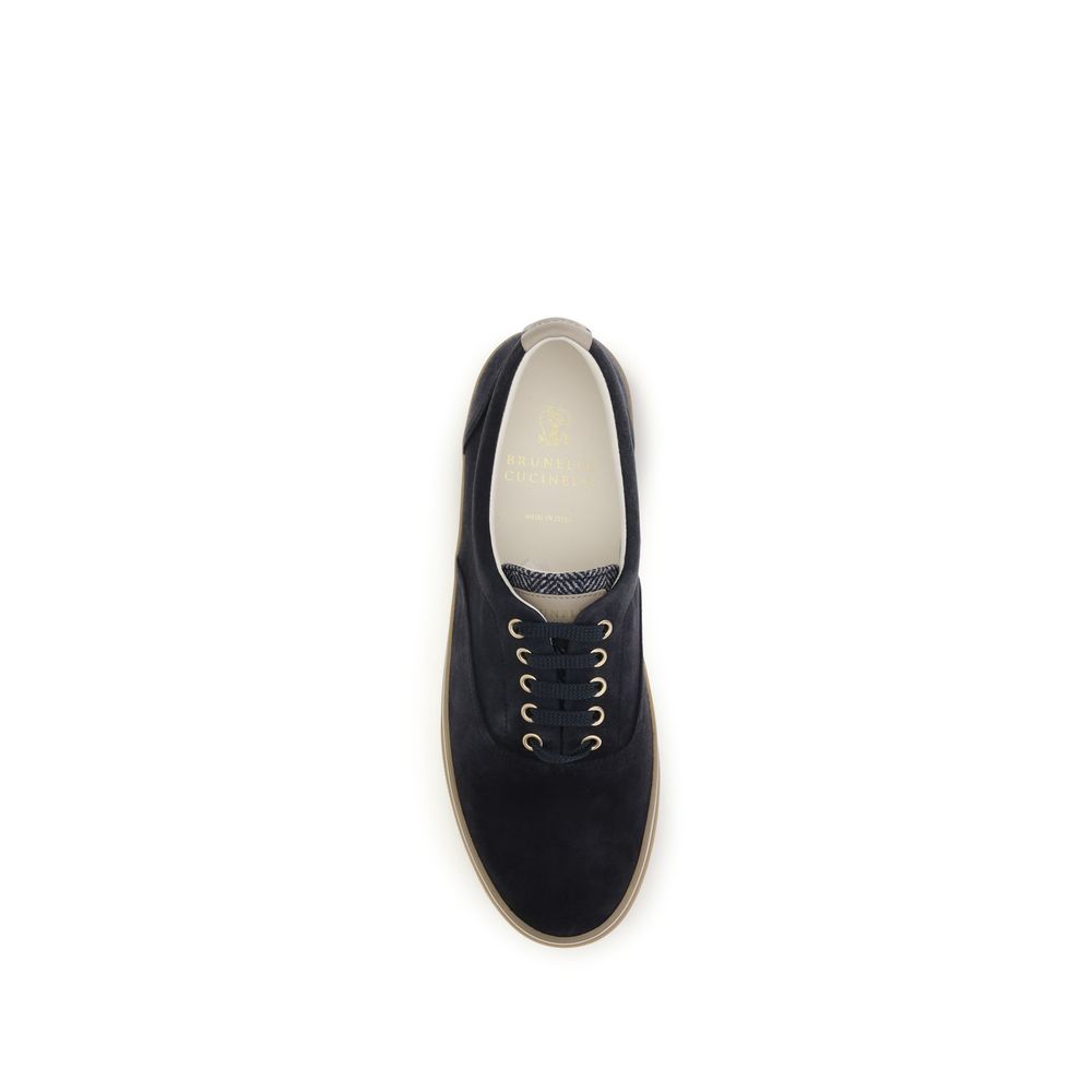 Brunello Cucinelli Blue Suede Low Top Sneakers