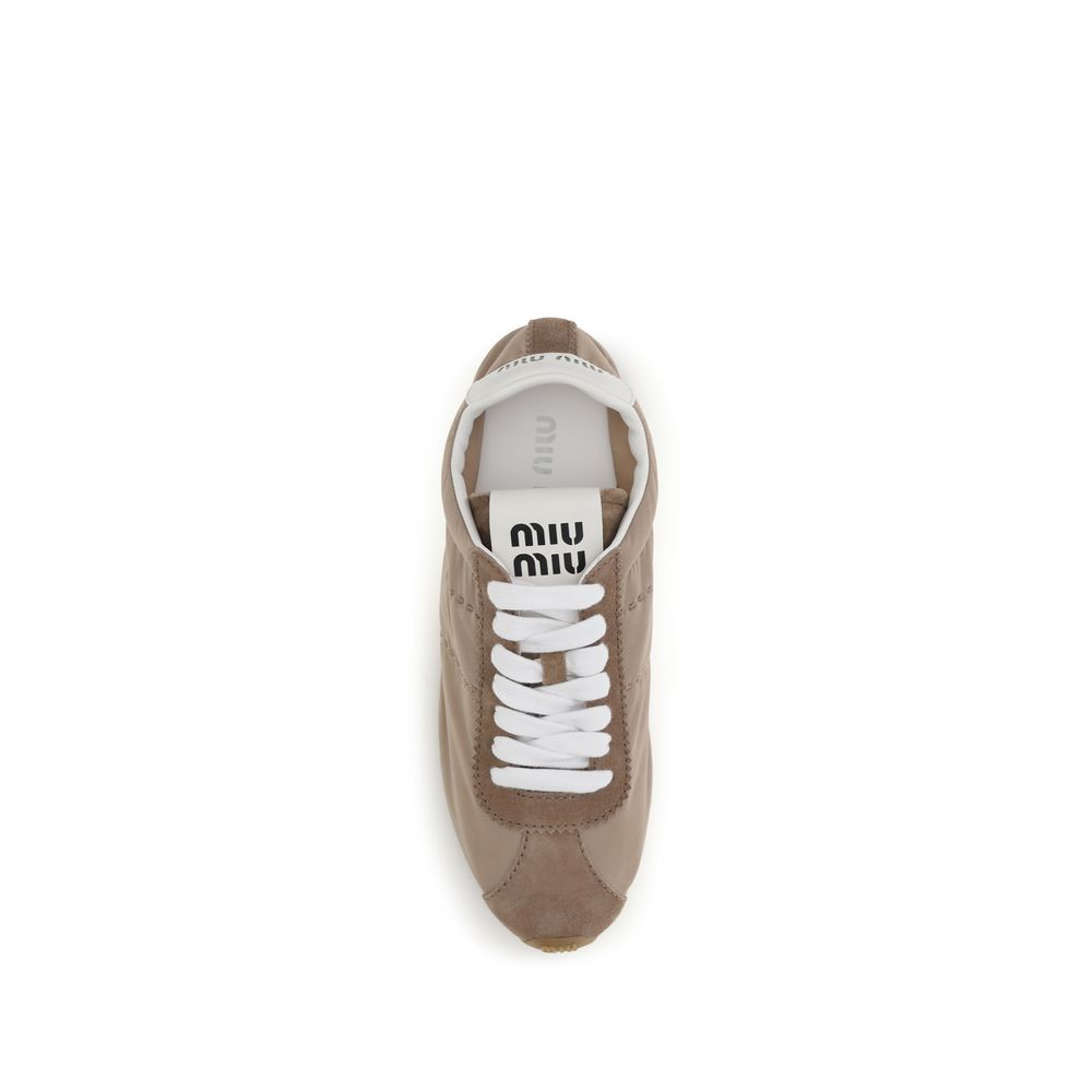 Miu Miu Beige Calf Leather Sneakers