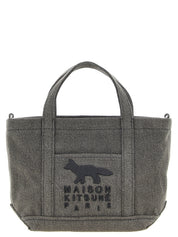 Maison Kitsuné Dark Gray Cotton Denim Tote Bag