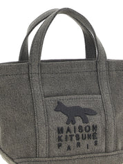 Maison Kitsuné Dark Gray Cotton Denim Tote Bag