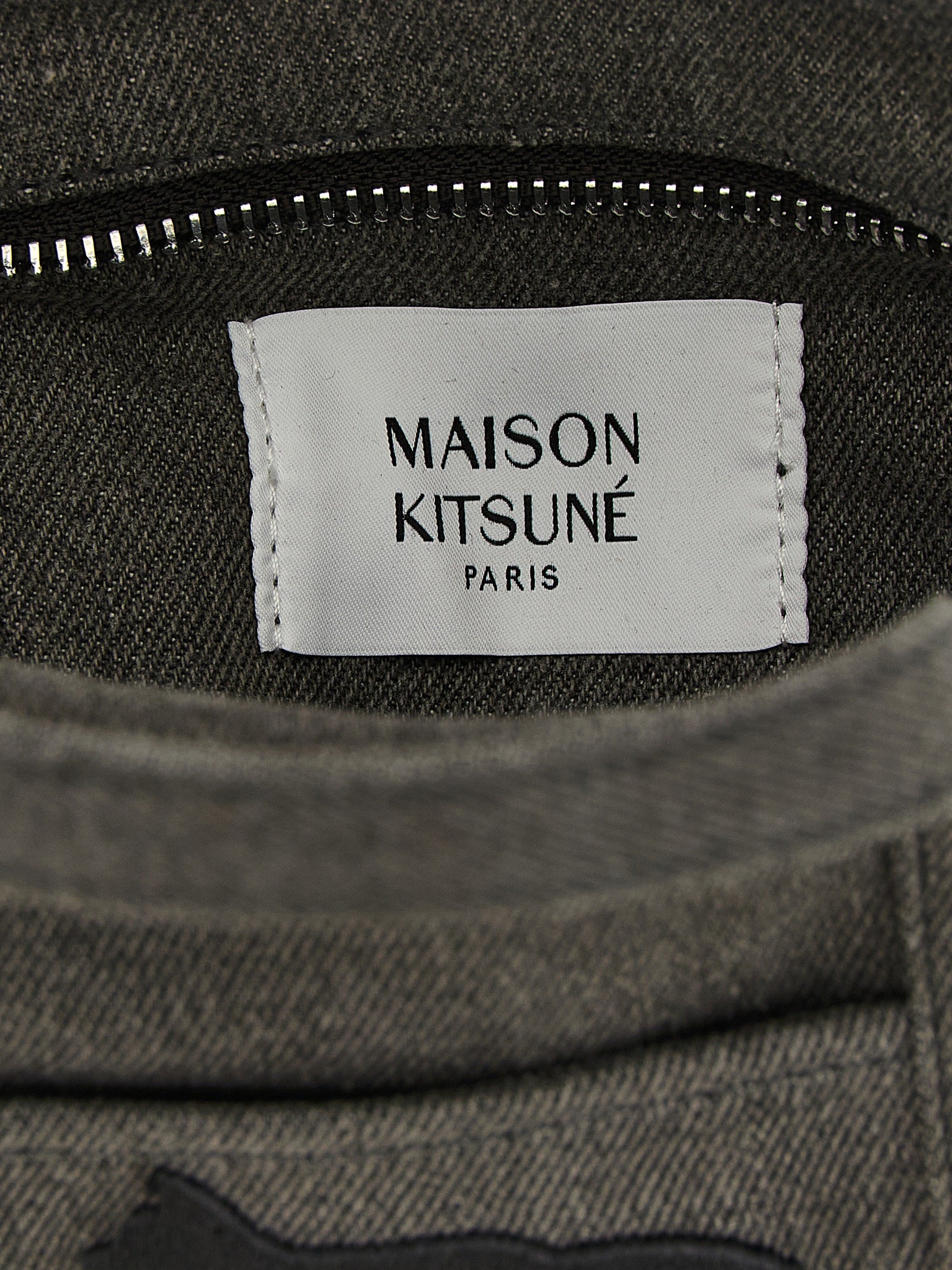 Maison Kitsuné Dark Gray Cotton Denim Tote Bag