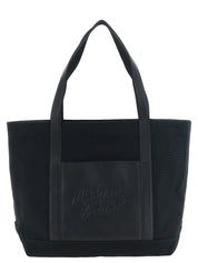 Maison Kitsuné Black Cotton Canvas and Leather Tote Bag