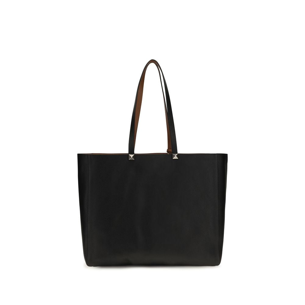 Valentino Garavani Black Calf Leather Tote Bag
