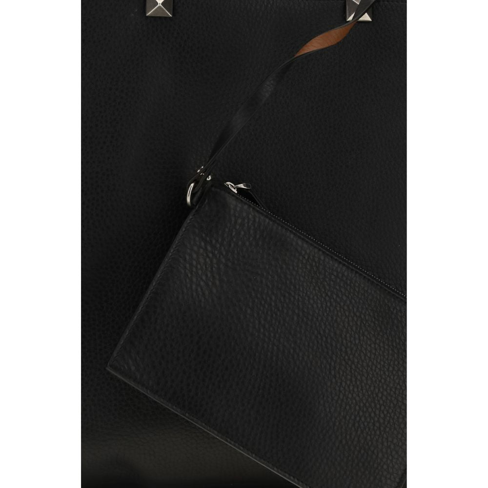 Valentino Garavani Black Calf Leather Tote Bag