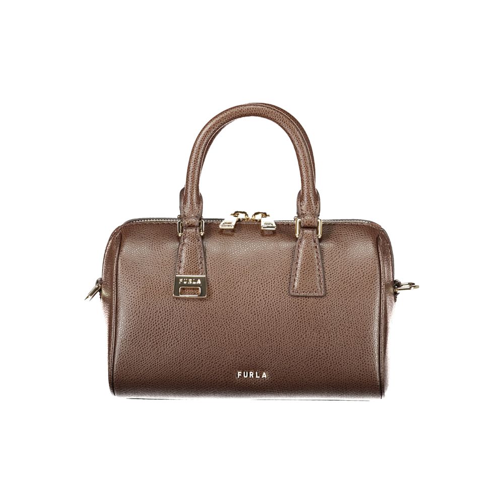 Furla Brown Leather Mini Boston Bag
