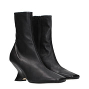Dries Van Noten Black Leather Ankle Boots