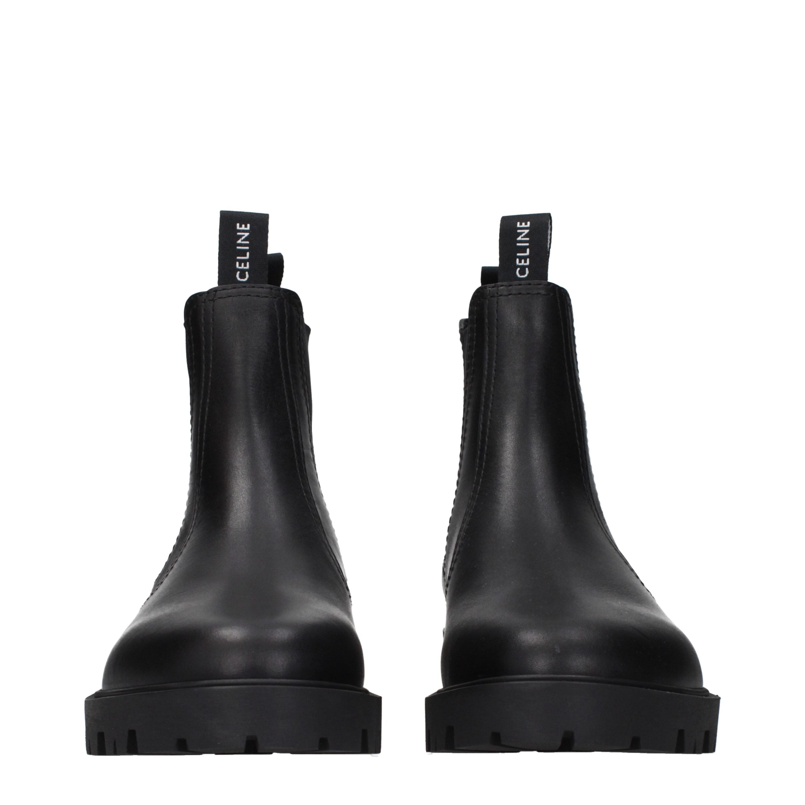 Celine Black Leather Ankle Boots