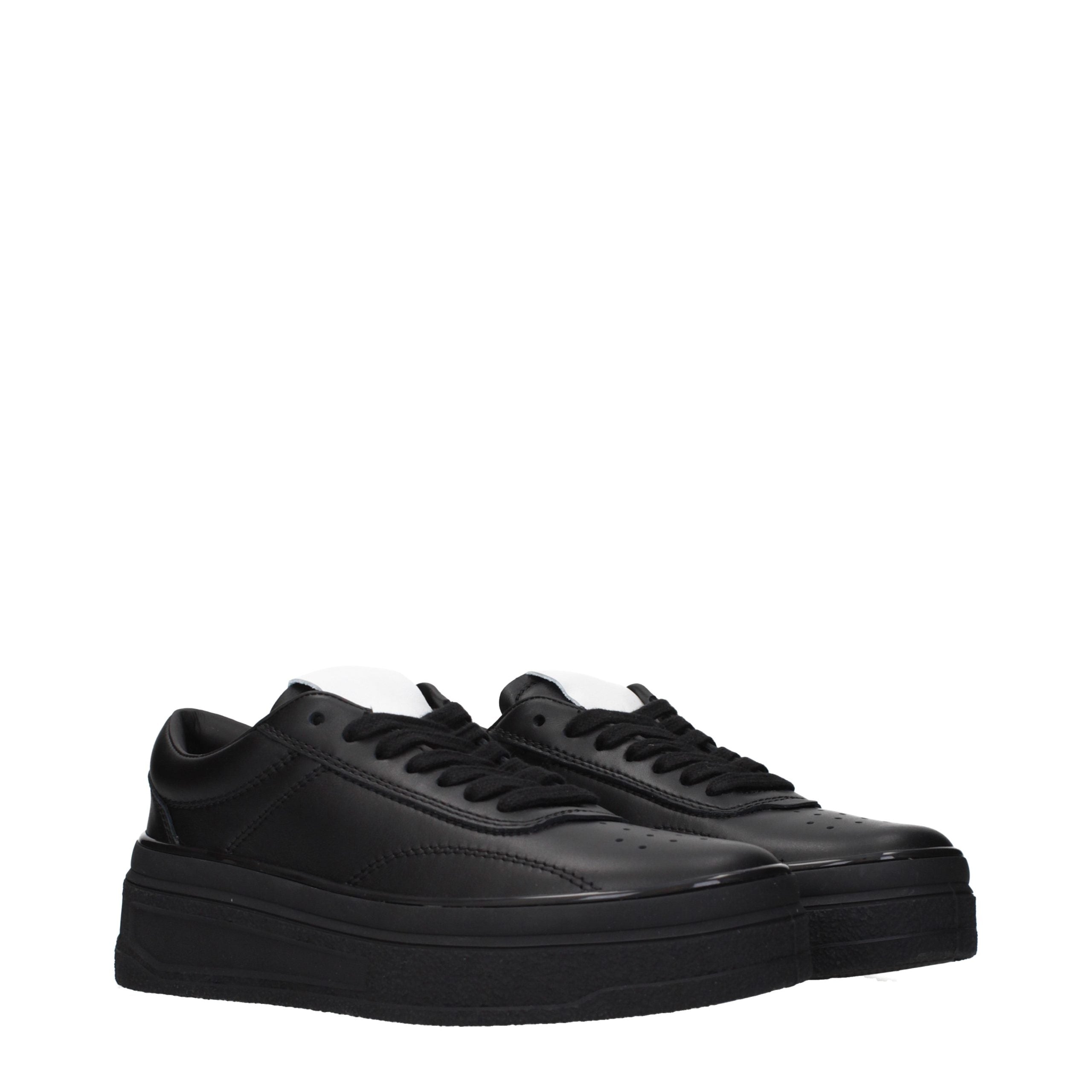 Jil Sander Black Leather Platform Sneakers