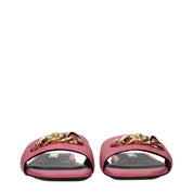 Versace Pink Leather Slippers