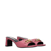 Versace Pink Leather Flat Sandals