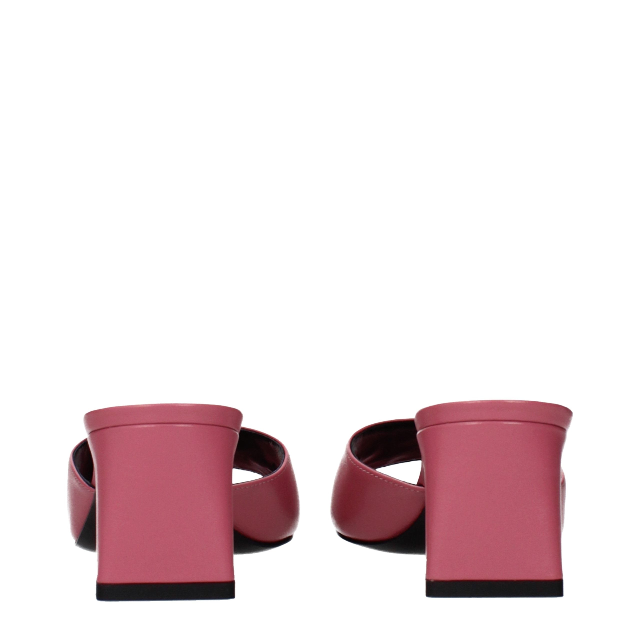 Versace Pink Leather Flat Sandals