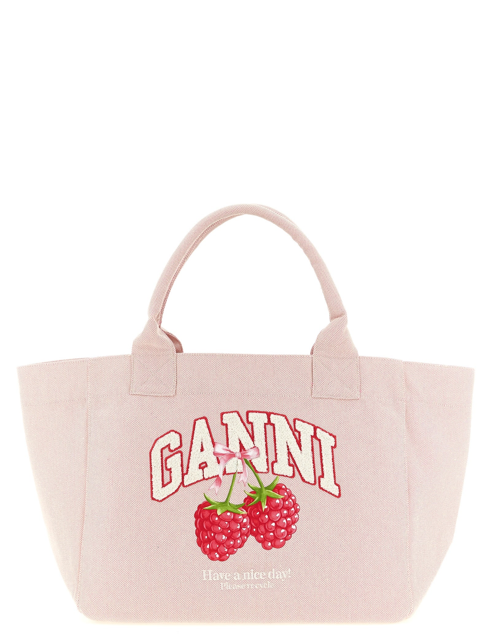 Ganni Pink Recycled Polyester Tote Bag