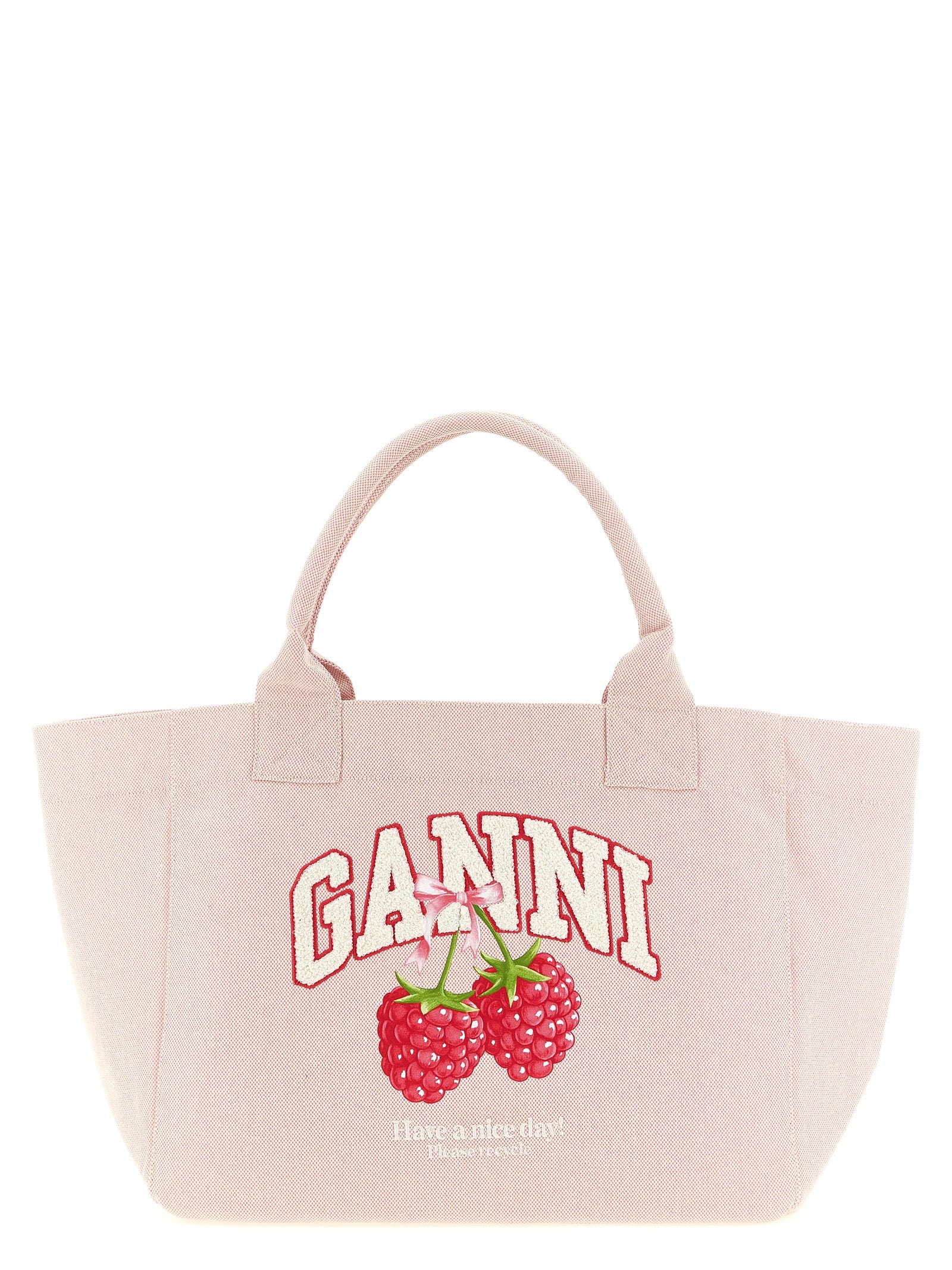 Ganni Pink Recycled Polyester Tote Bag