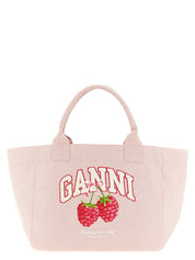 Ganni Pink Recycled Polyester Tote Bag