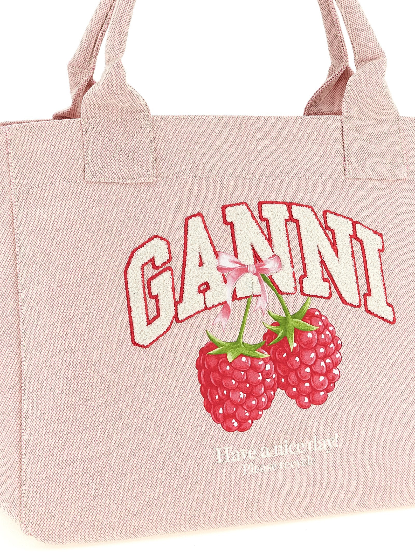 Ganni Pink Recycled Polyester Tote Bag