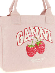 Ganni Pink Recycled Polyester Tote Bag