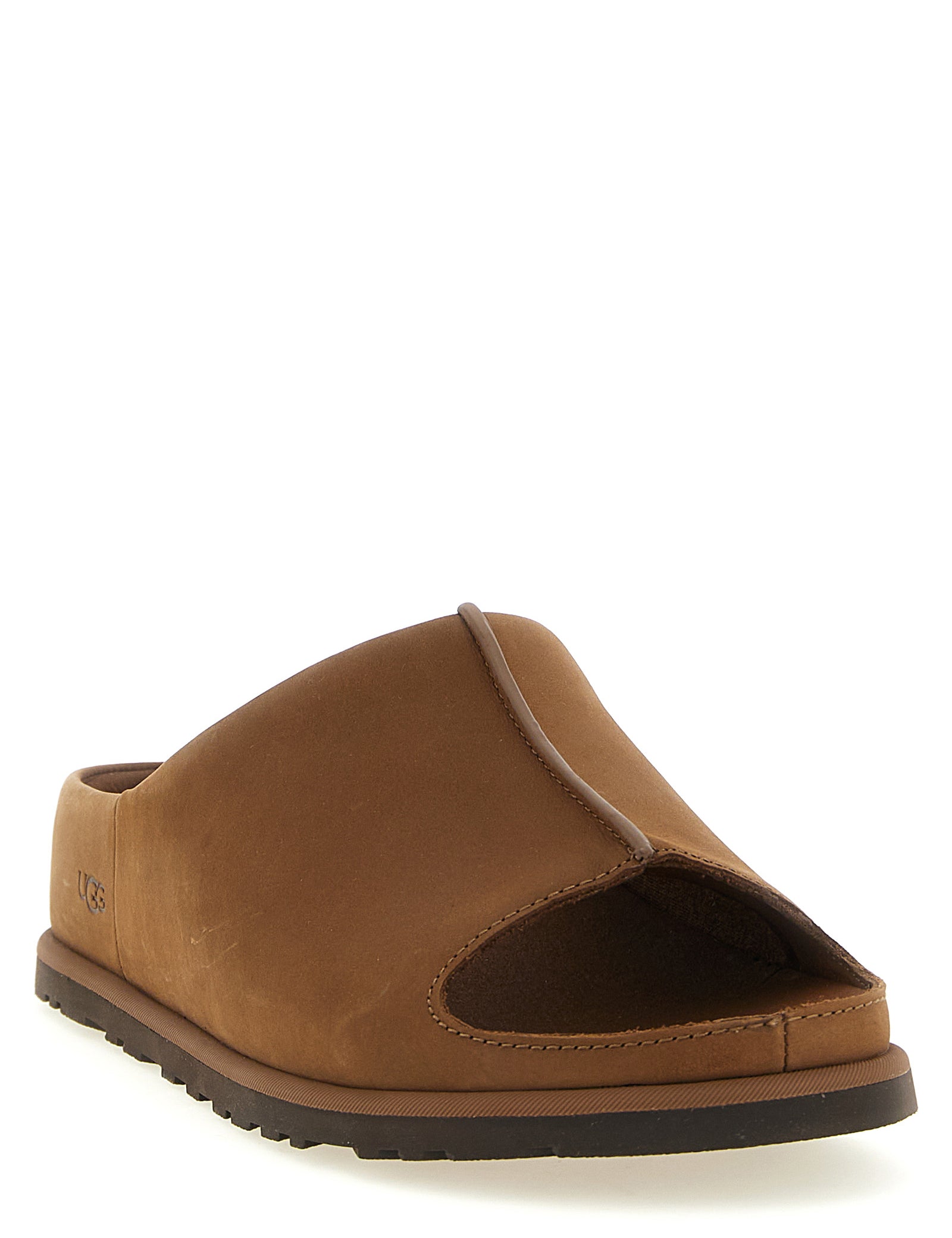 UGG Brown Leather Slides