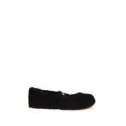 Moon Boot Black Shearling Leather Ballet Flats